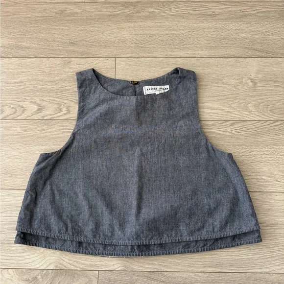 Apiece Apart 100% Cotton Blue Chambray Denim Sleeveless Top - Picture 3 of 12